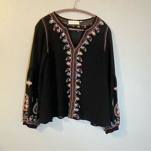 Love Sam Black Embroidered Blouse, size XS. No tag for material. Pre-owned.